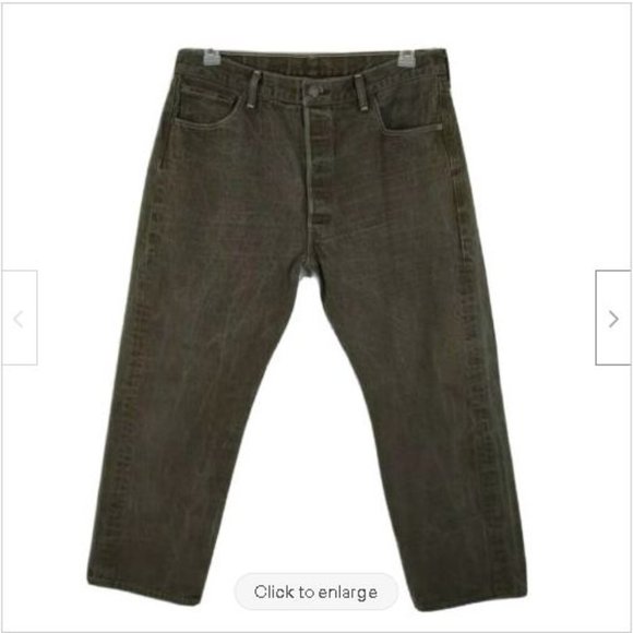 Levi's 501 (6 Button-up) Army Green Denim Jeans  (38-30) - Picture 1 of 3